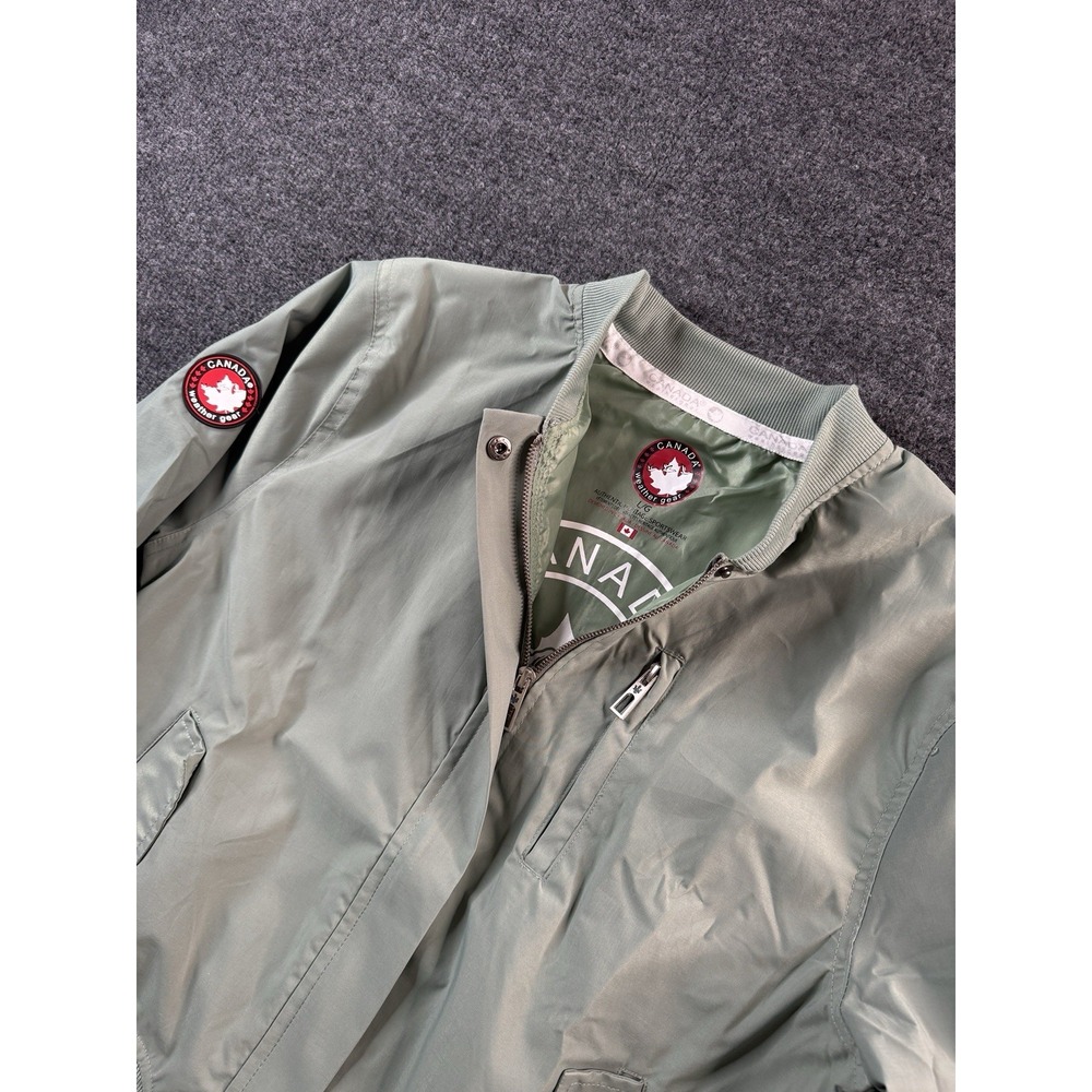 Canada Weather Gear Zip Up Utility Pocket Bomber Jacket Army Green Large EUC